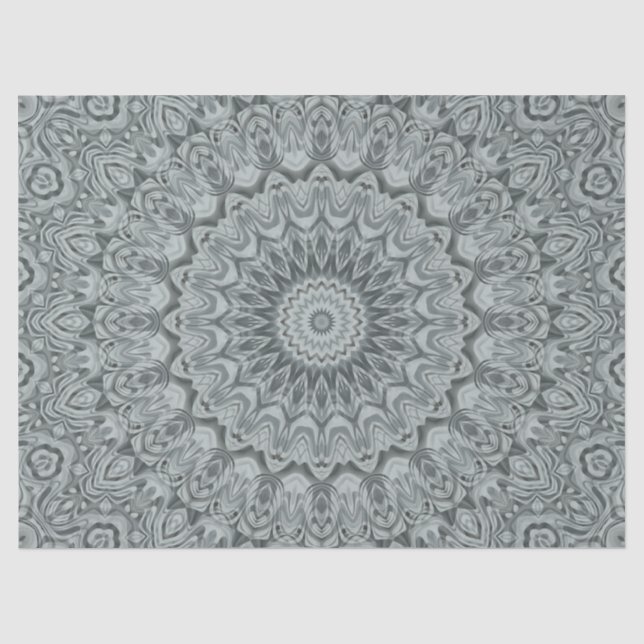 Gray and Silver Mandala Pattern Design Tissue Paper (Front)