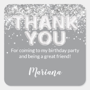 Gray and Silver Party Sticker for Favors