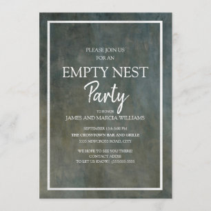 Gray and Silver Textured-Look Empty Nest Party Invitation