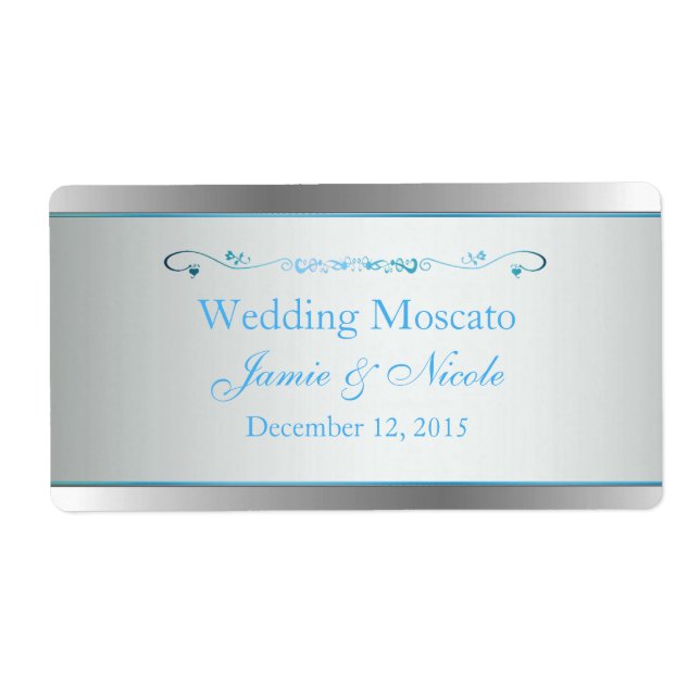 Gray and Silver Wedding Mini Wine Labels (Front)