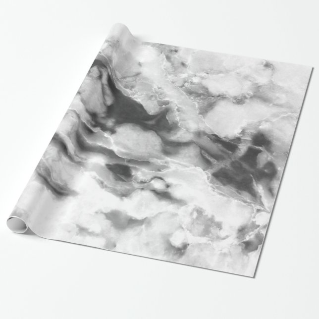 Gray And Smooth Gray Marble Stone Wrapping Paper (Unrolled)