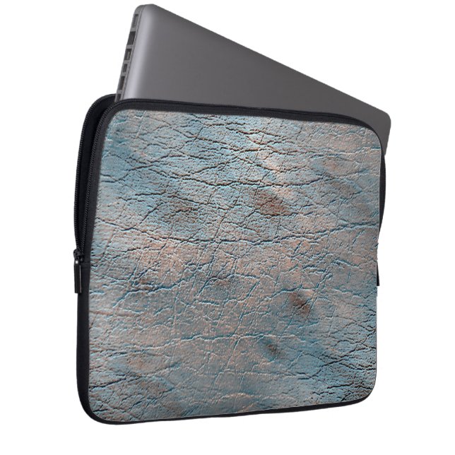 Gray and tan leather stained with some satin hue  laptop sleeve (Front Right)