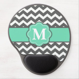 Gray and Teal Chevron Monogram Mousepad
