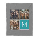 Gray and Teal Square 3 Photo Collage Monogram