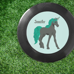 Gray and Teal Unicorn Personalized Wham-O Frisbee