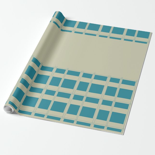 Gray and turquoise blocks wrapping paper (Unrolled)