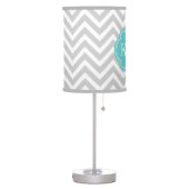 Gray and Turquoise Chevron Custom Monogram Table Lamp (Left)