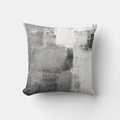 Gray and White Abstract Decor Pillow