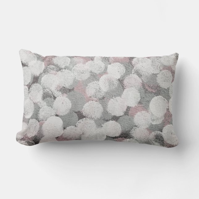 gray and white abstract paint circle pattern lumbar pillow (Front)
