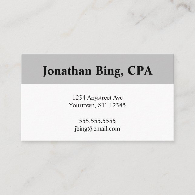 Gray and White Accountant Finance Business Card (Front)