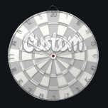 Gray And White Add Personal Text Dart Board<br><div class="desc">Personalize with your custom text Gray And White Colored Dartboard</div>