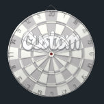 Gray And White Add Personal Text Dart Board<br><div class="desc">Personalize with your custom text Gray And White Colored Dartboard</div>