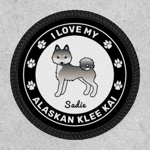 Gray And White Alaskan Klee Kai Cute Cartoon Dog Patch