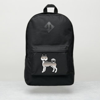 Gray And White Alaskan Klee Kai Cute Cartoon Dog Port Authority® Backpack