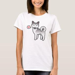 Gray And White Alaskan Malamute Dog Love T-Shirt