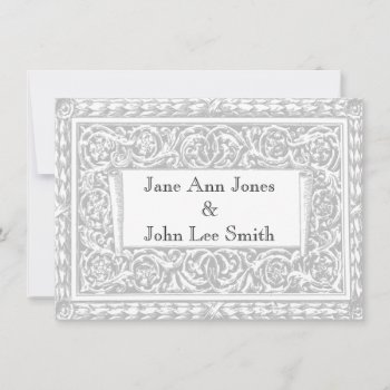 Gray And White Antique Ornate Floral Invitations by camcguire at Zazzle