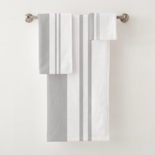 Gray and White Bath Towel Set