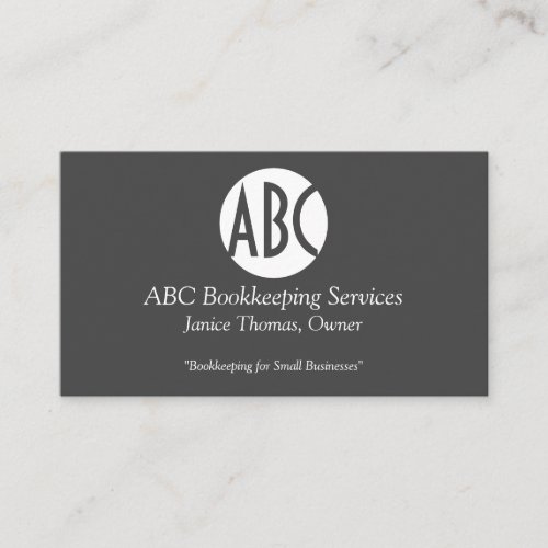 Gray and White Bookkeeping  Business Card