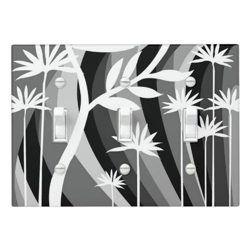 Gray and White Botanical  Light Switch Cover
