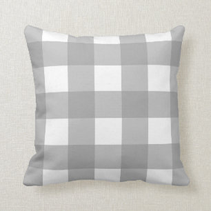 Gray and White Buffalo Check Accent Pillow