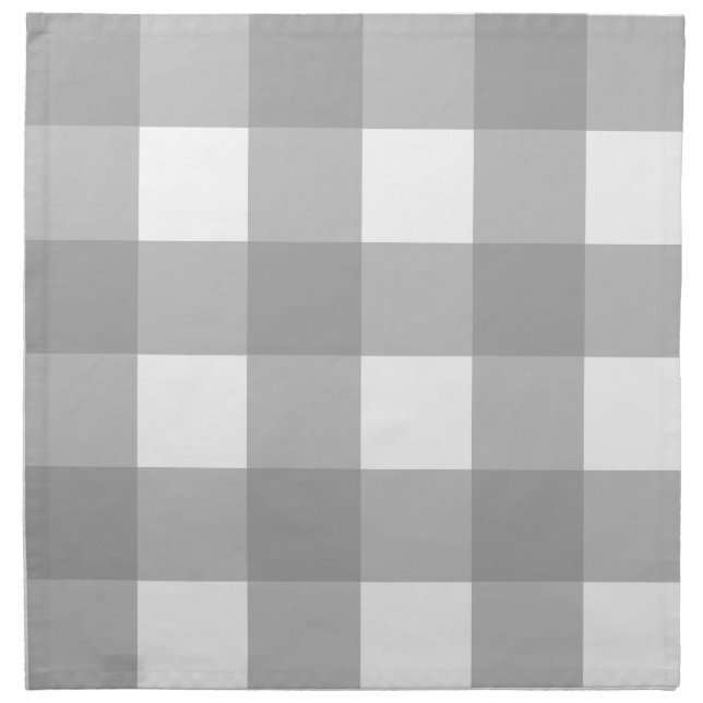Gray and White Buffalo Check Cloth Napkin (Front)