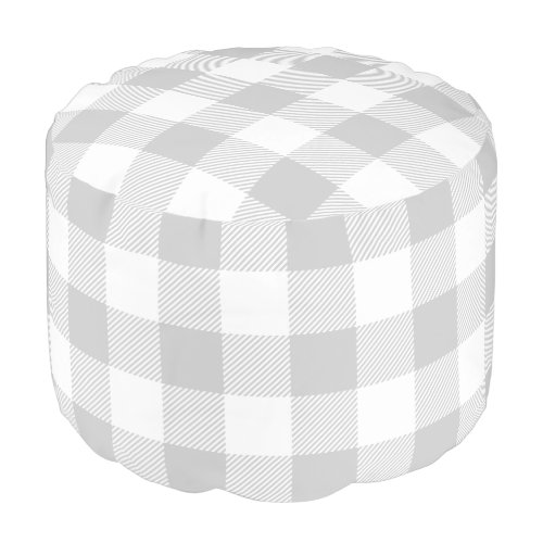Gray and White Buffalo Check | Editable Colors Pouf