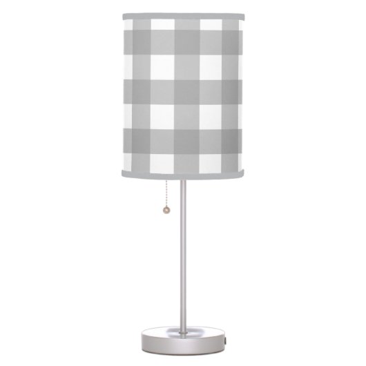 Gray and White Buffalo Check Table Lamp (Right)