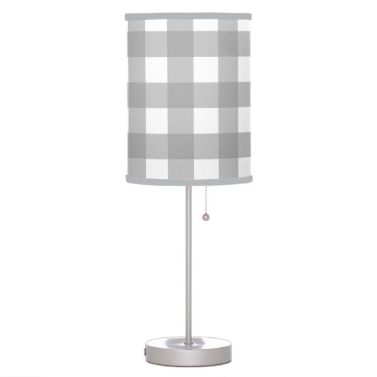 Gray and White Buffalo Check Table Lamp (Left)
