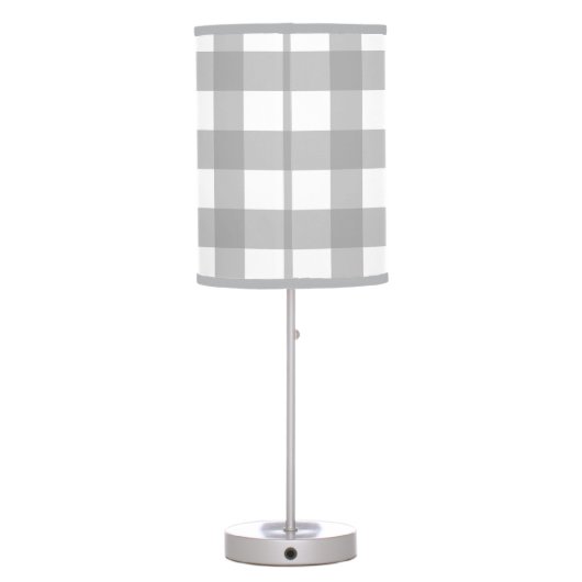 Gray and White Buffalo Check Table Lamp (Back)