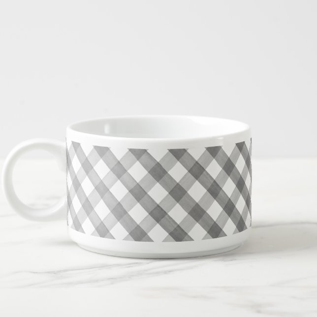 Gray and White Buffalo Plaid Dinnerware Bowl (Right)