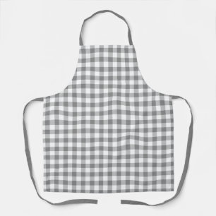 Gray And White Buffalo Plaid Gingham Check Pattern Apron