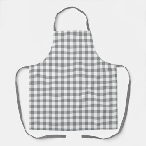 Gray And White Buffalo Plaid Gingham Check Pattern Apron