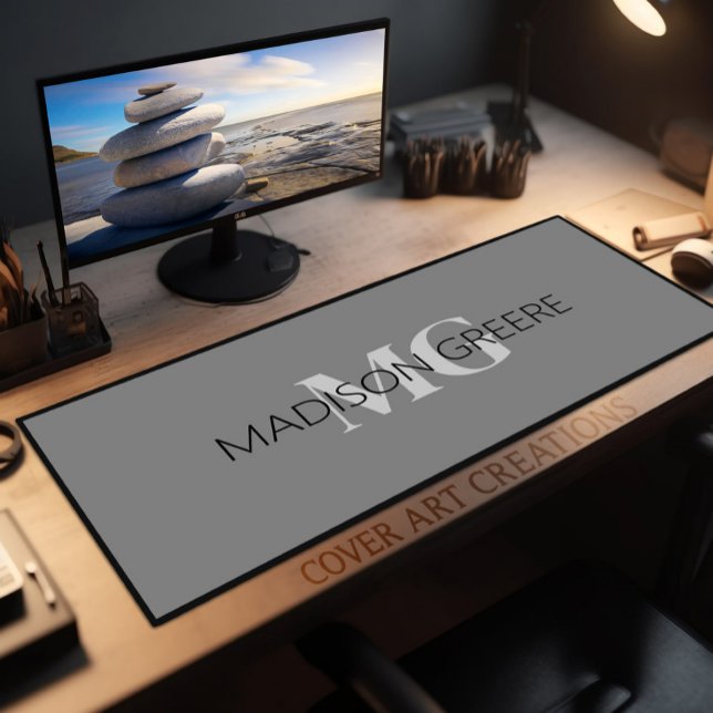 Gray and White Business Professional Desk Mat (Creator Uploaded)