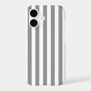 Gray and white candy stripes iPhone 17 case