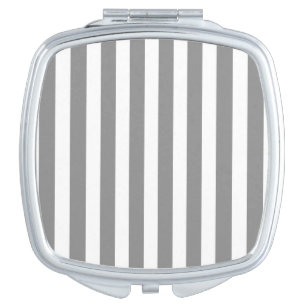 Gray and white candy stripes compact mirror