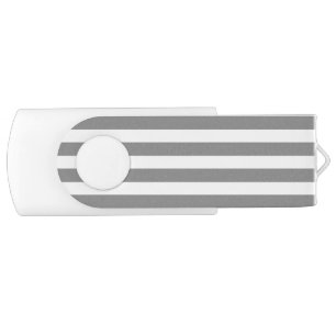 Gray and white candy stripes flash drive