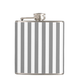 Gray and white candy stripes flask