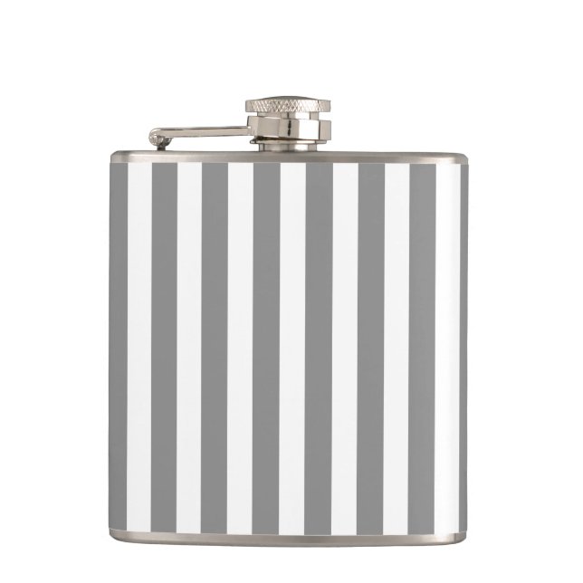 Gray and white candy stripes flask (Front)