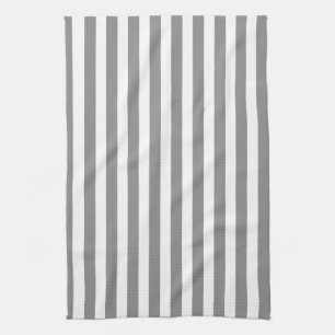 Gray and white candy stripes kitchen towel