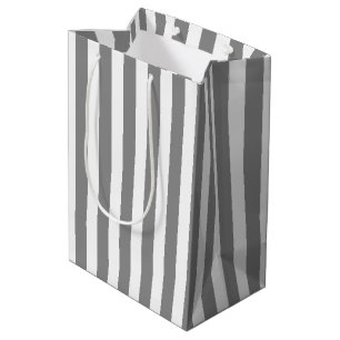 Gray and white candy stripes medium gift bag