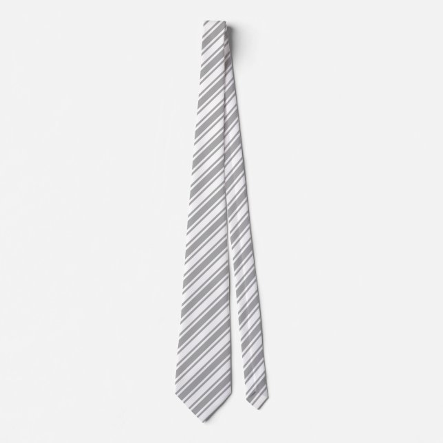Gray and white candy stripes neck tie (Front)