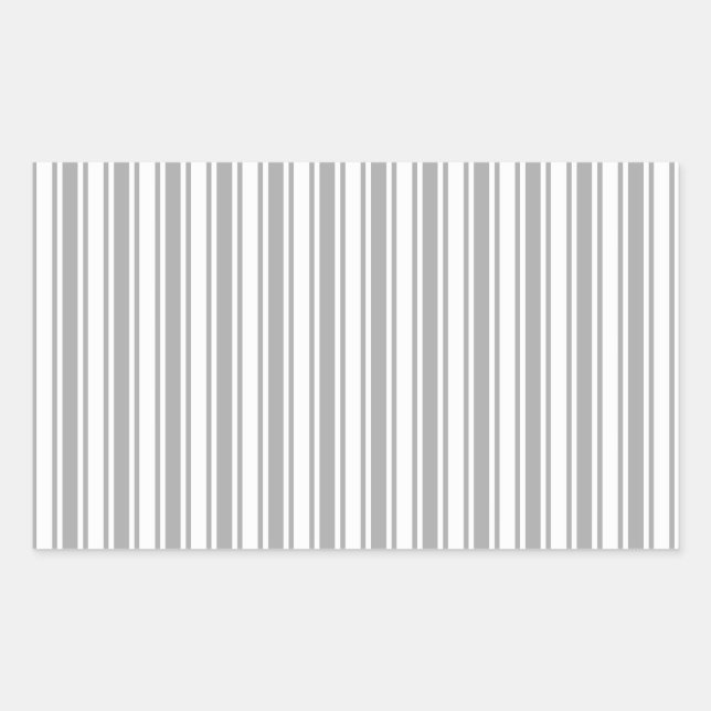 Gray and white candy stripes rectangular sticker (Front)