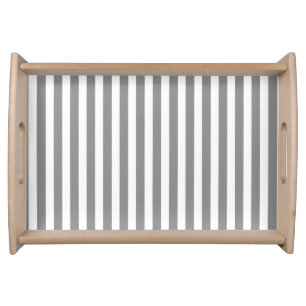 Gray and white candy stripes serving tray