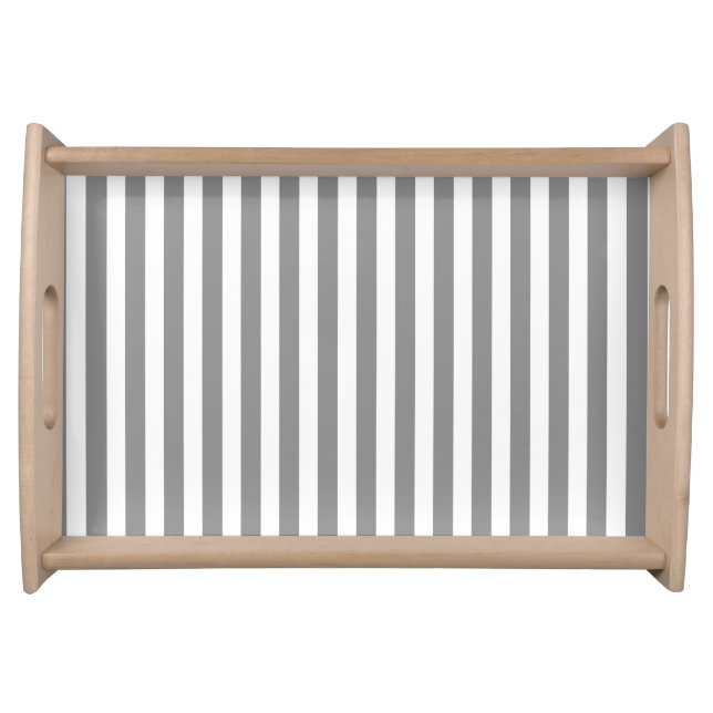 Gray and white candy stripes serving tray (Front)