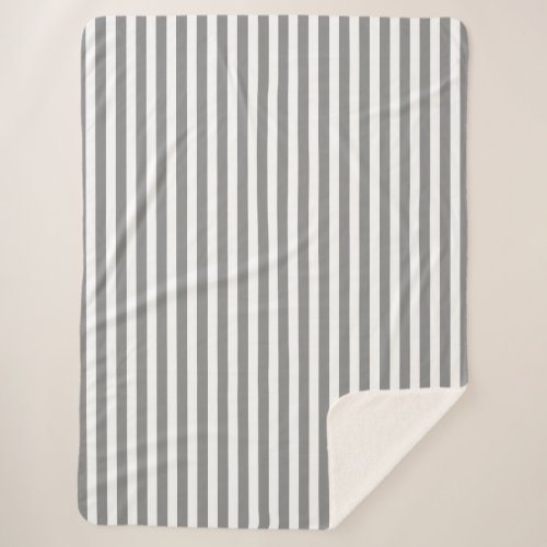 Gray and white candy stripes sherpa blanket