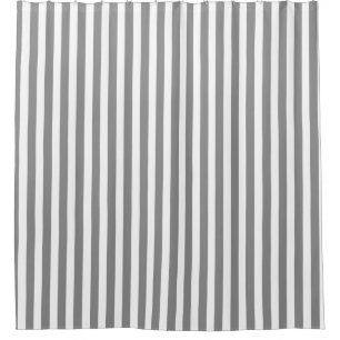 Gray and white candy stripes shower curtain