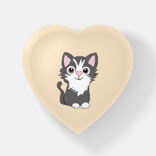 Gray and white cat paperweight