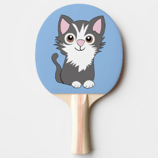 Gray and white cat ping pong paddle