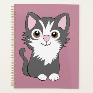 Gray and white cat planner