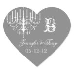 Gray and White Chandelier Custom Heart Stickers